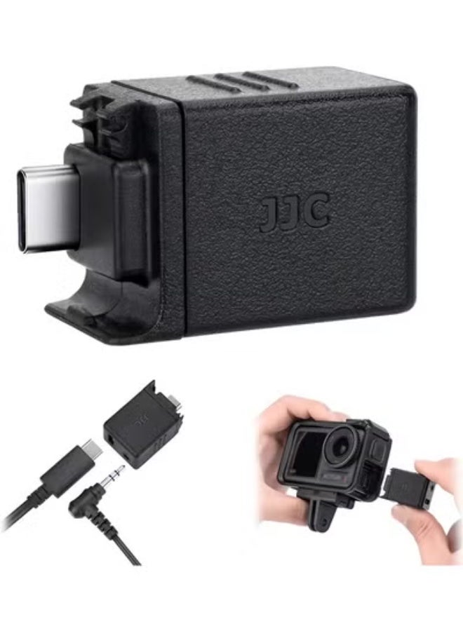 جي جي سي محول ميكروفون JJC Osmo Action 5 Pro محول ميكروفون صوتي مقاس 3.5 مم لـ DJI Osmo Action 5 Pro 4 يدعم الميكروفون مع شحن من النوع C - Image 1
